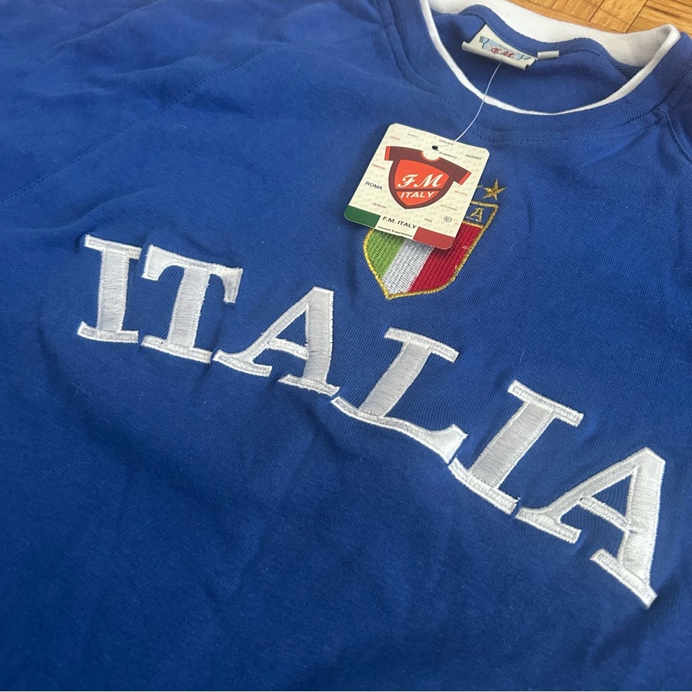 FM ITALY Blue Italia T-Shirt with White Accents - Picture 4 of 7